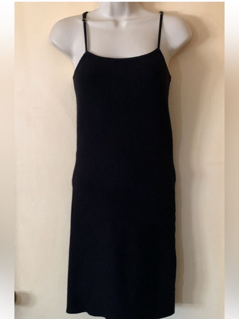 House of Harlow black ribbed knit spaghetti strap dress size S